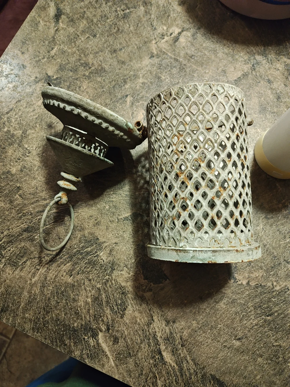 Rustic Metal Lantern with Lattice Pattern - Picture 9 of 11